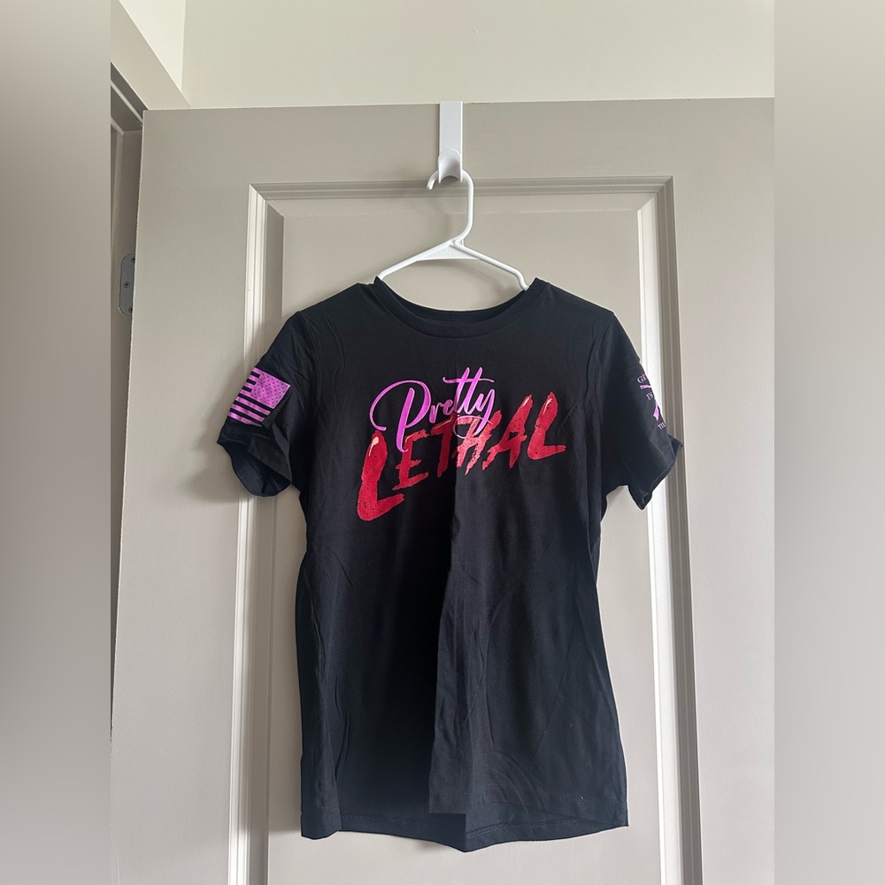 Grunt Style Pretty Lethal Black Tee with Pink and Red Graphics